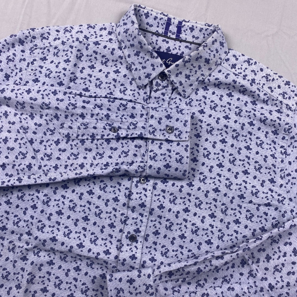 Robert Graham Modern Americana Mens Floral Button Up Shirt Large Purple L/S